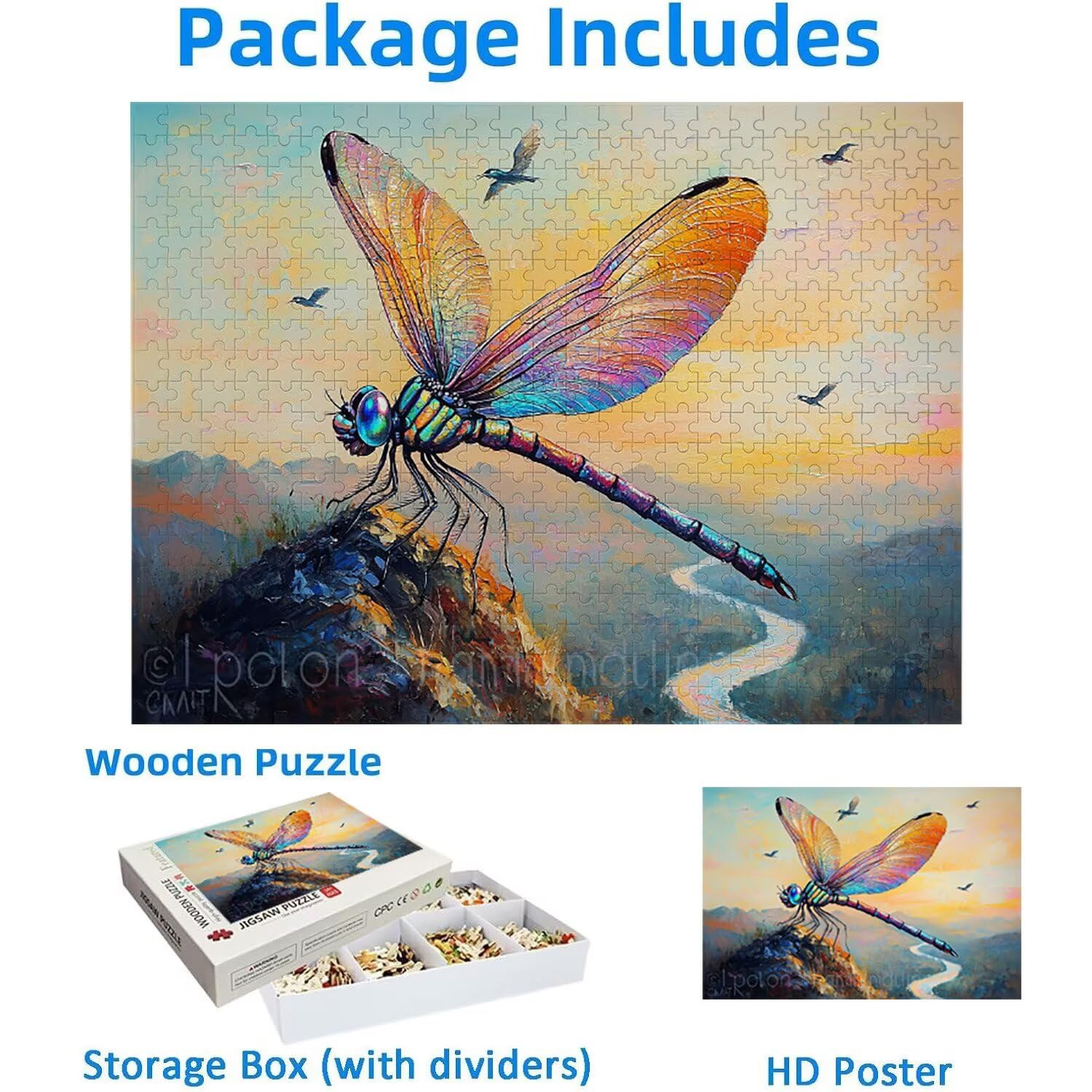 1500 Pezzi di Puzzle, libellula1500 Pezzi di Puzzle per Adulti, Regalo di Anniversario, Regalo di Natale, Decorazione Della Casa, Prevenzione Della Degenerazione Cerebrale Negli Anziani v-681