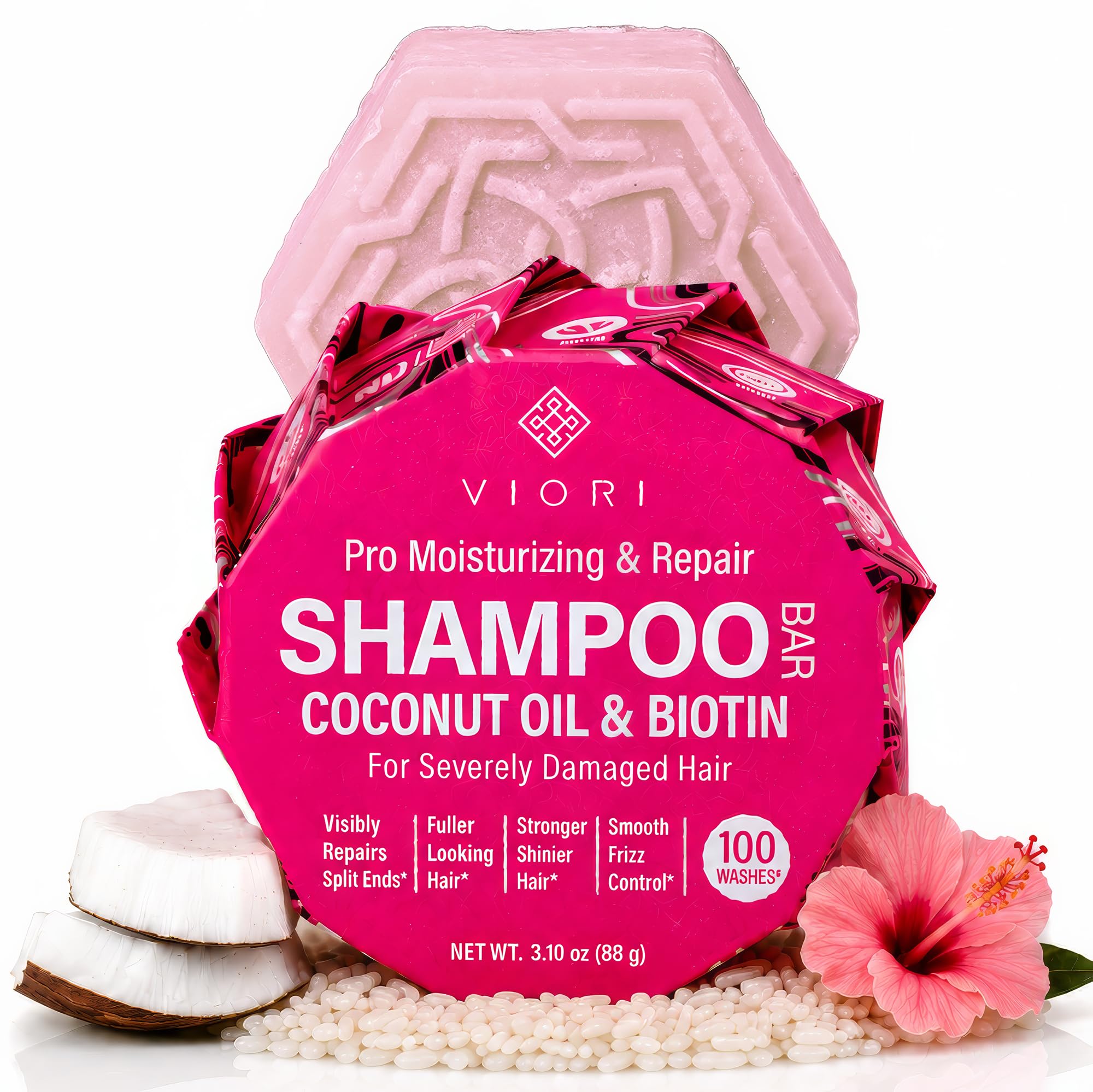 Viori Coconut Moisturizing & Repair Shampoo Bar - Dry Damaged Hair Coconut 3.1 Ounce (Pack of 1)