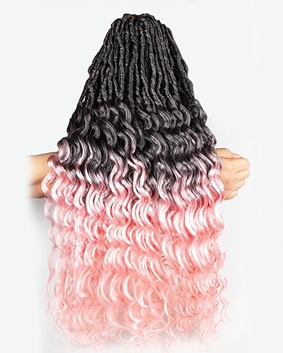 Goddess Faux Locs - Extensiones de cabello sintético de ganchillo de 24 pulgadas, 8 paquetes de 112 hebras preenlazadas, extensiones de cabello