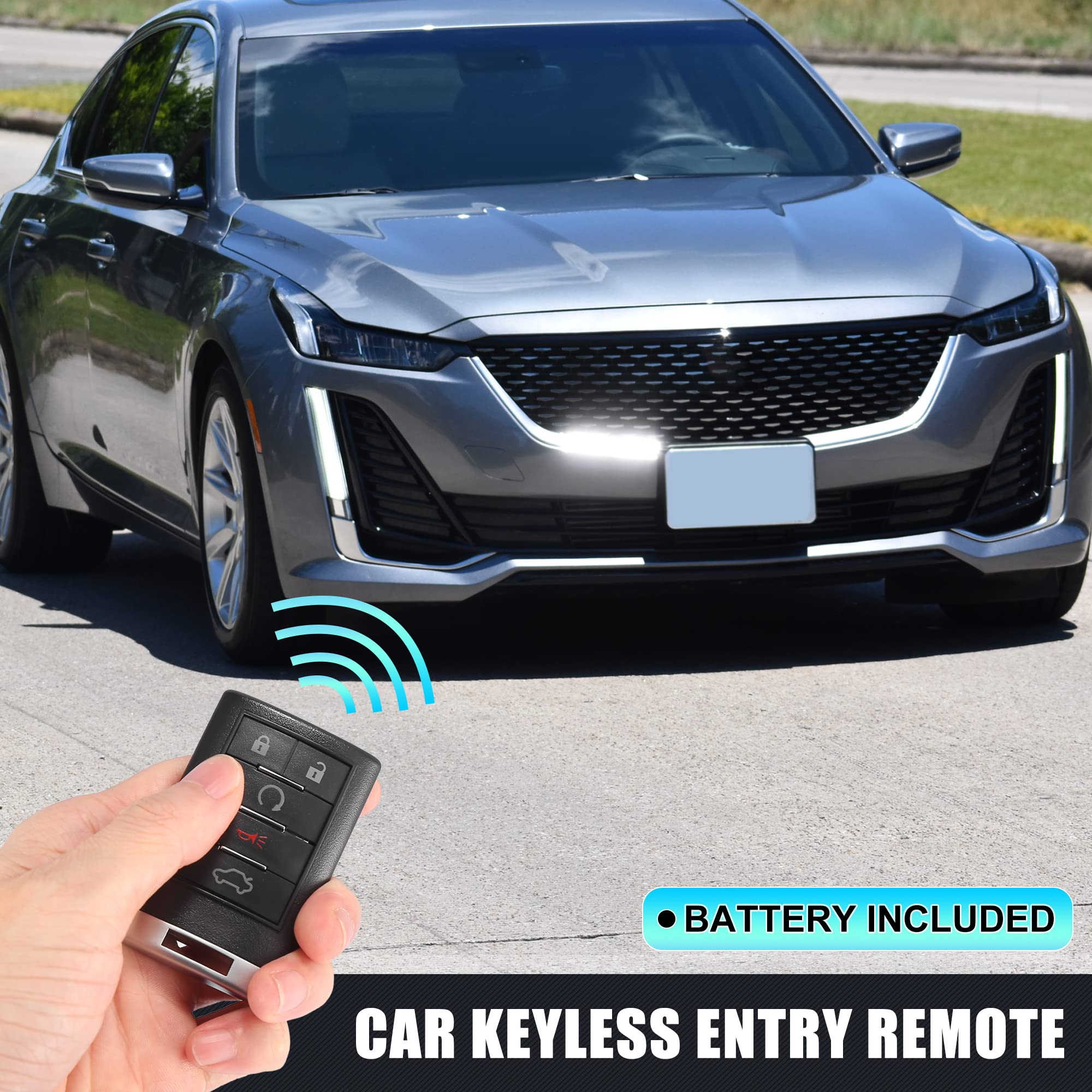 X AUTOHAUX OUC6000066 315MHz Replacement Keyless Entry Remote Car Key Fob for Cadillac CTS 2008-2013 for Cadillac DTS 2008-2011 20998256 20998254 20998255 5 Key Button