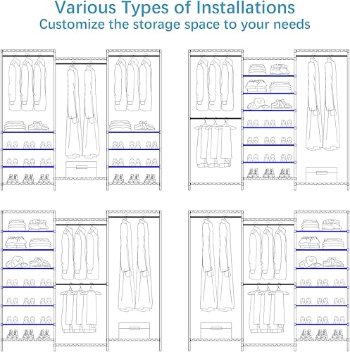 Miniatura 7 de VIPEK S3i - Perchero resistente con estante de alambre ajustable para zapatos, organizador de armario grande, estante de ropa independiente con