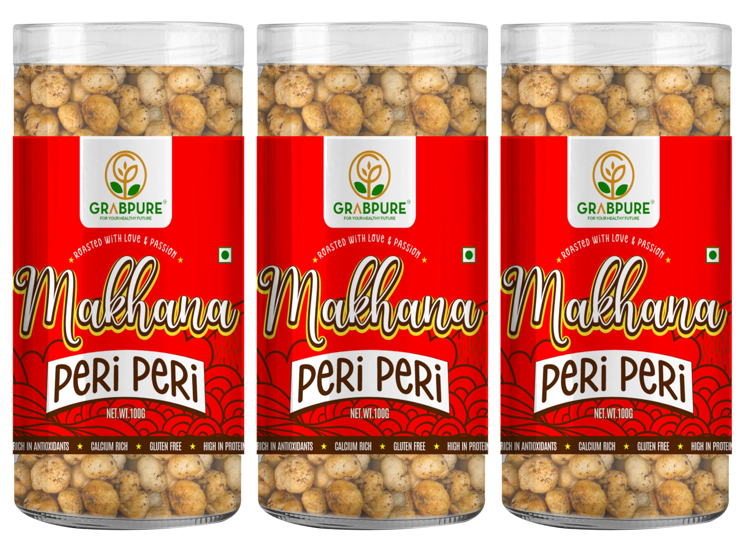 GRABPURE 100gm Jar Flavored Roasted Phool Makhana Snack | Gorgon Nut/Foxnut, High Protein | Zero Trans Fat | Gluten-Free - Peri Peri | Perfect for Parties & Snacking (Pack of 3) (B0CHRGCNLT) Amazon Price History, Amazon Price Tracker