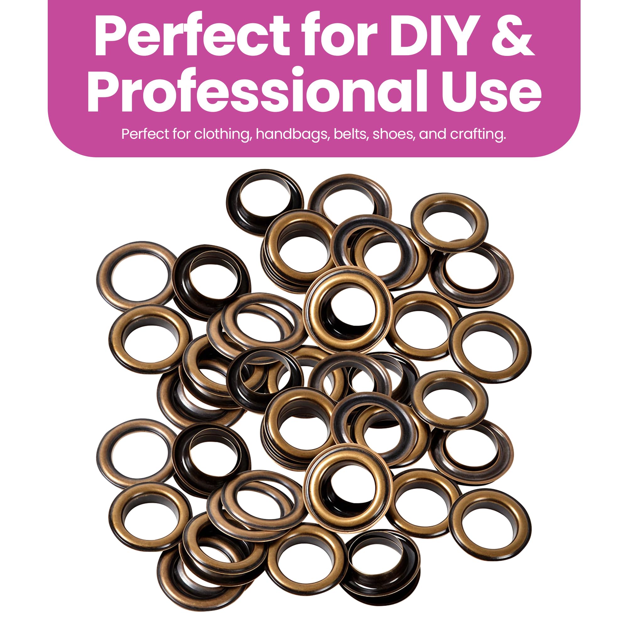 WedDecor Ajuste Ojales Herramientas 100Pcs 20mm Bronce Ojales Con 3pcs Herramientas de Mano para Fijación Ojales En Artesanía en Piel, Artes y Manualidades Proyectos, Manualidades, Ropa
