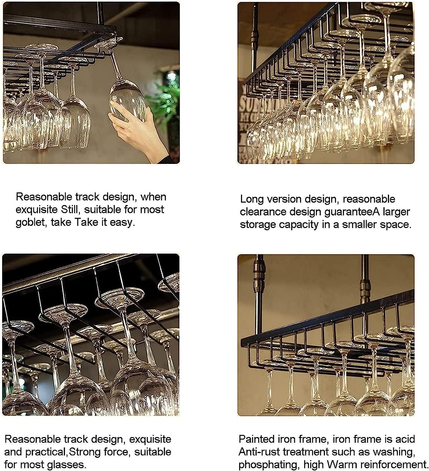 Weinregal Höhenverstellbares Weinregal für die Decke große Kapazität Weinglasregal Weinregal einfach in der Küche zu installieren (Größe: 100 x 35 cm)