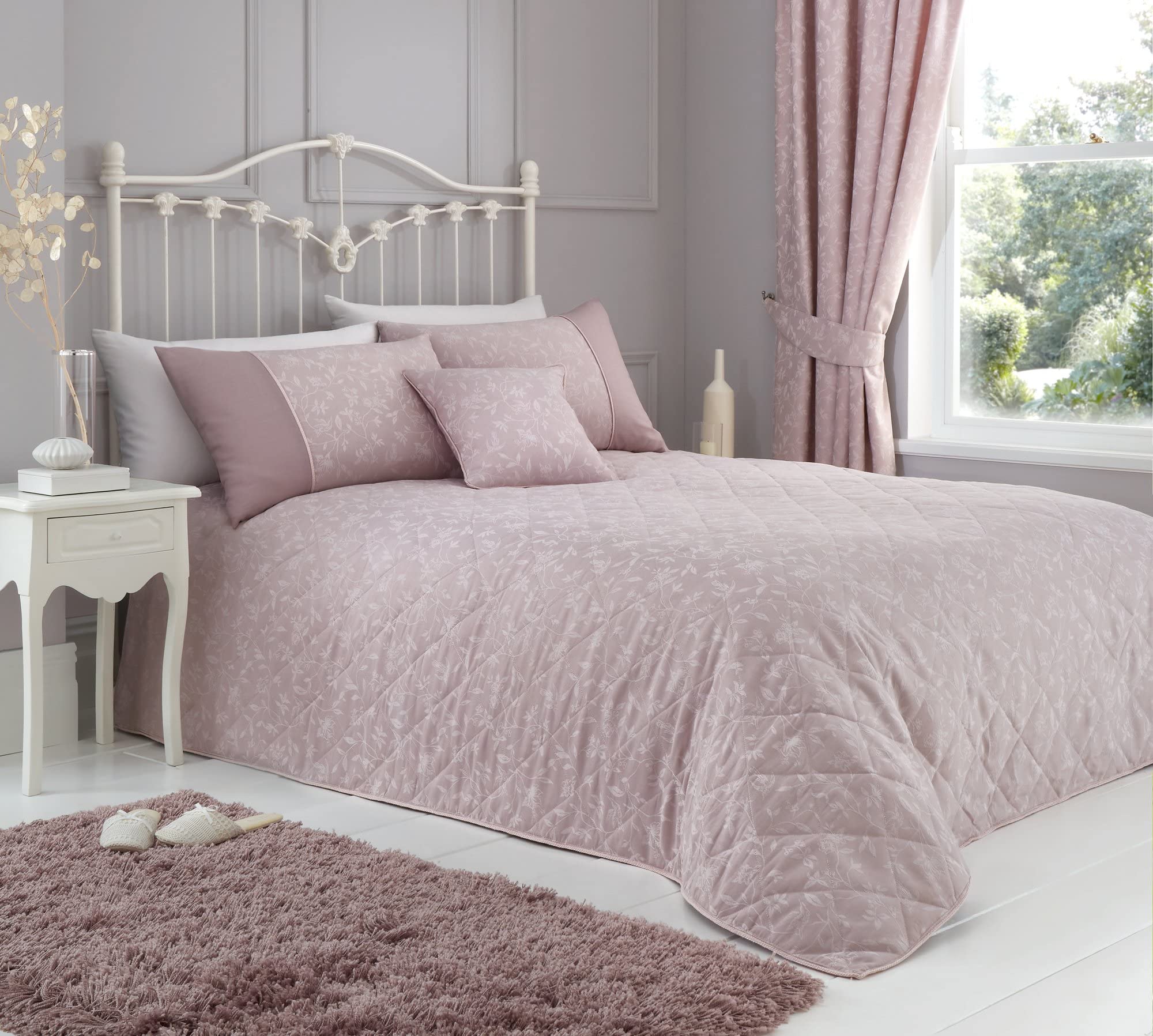 Dreams And Drapes - Tende Plissettate Sweet Pea 168x183 Cm - 2 Pannelli Con Fermatenda, Design Floreale Prugna