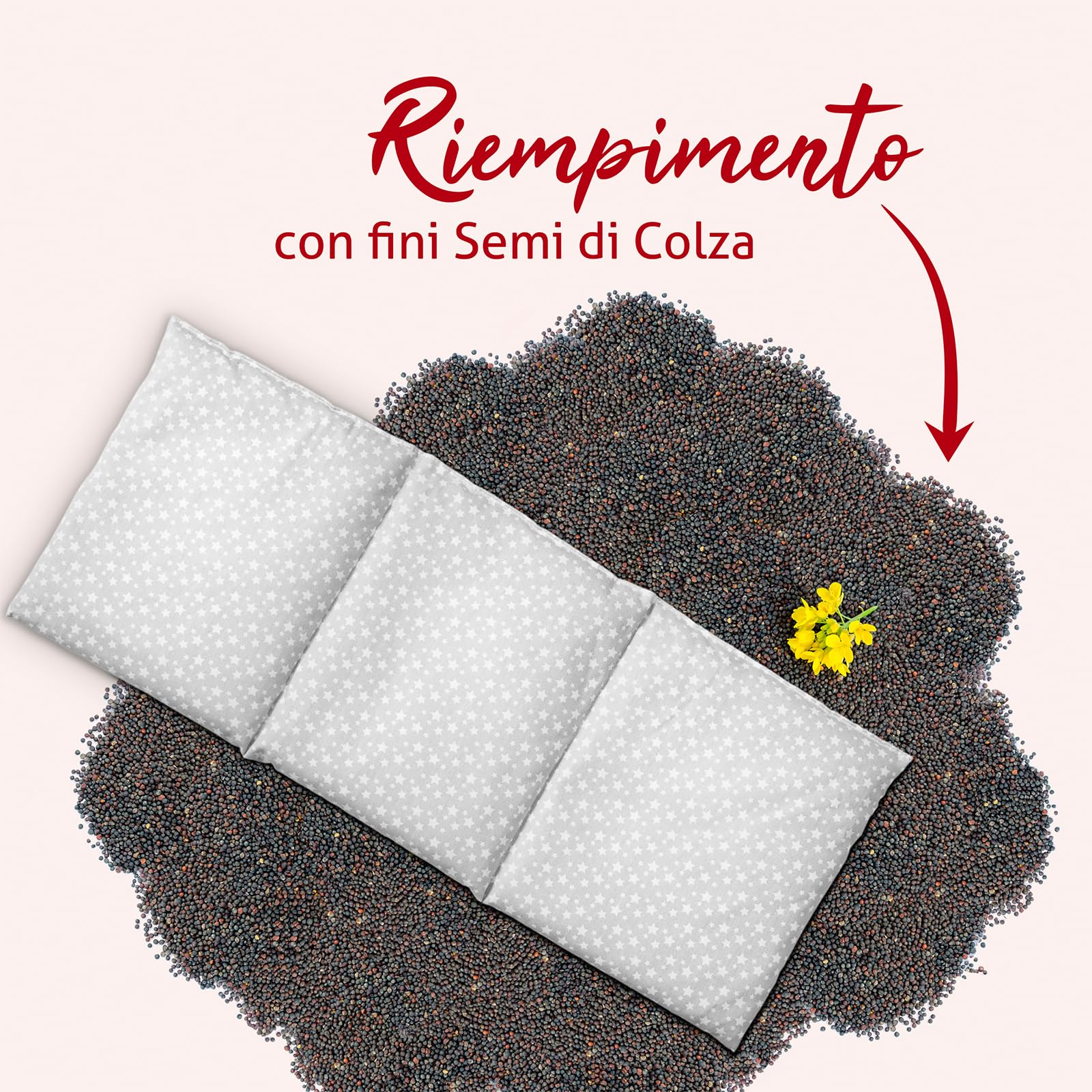 Cuscino Termico Microonde o Forno | Fascia Riscaldante Schiena | Termoforo Cervicale e Spalle | Riempimento Semi di Colza, Fatto a Mano | ca.50x20cm, Cotone OEKO-Tex | Cuscino Collo