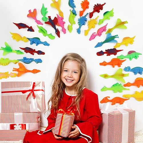 Miniatura 8 de Pushmick 30 juguetes de dedo de dinosaurio con tirachinas, juguetes de catapulta tan divertidos como pollo tirachinas, formas lindas, más