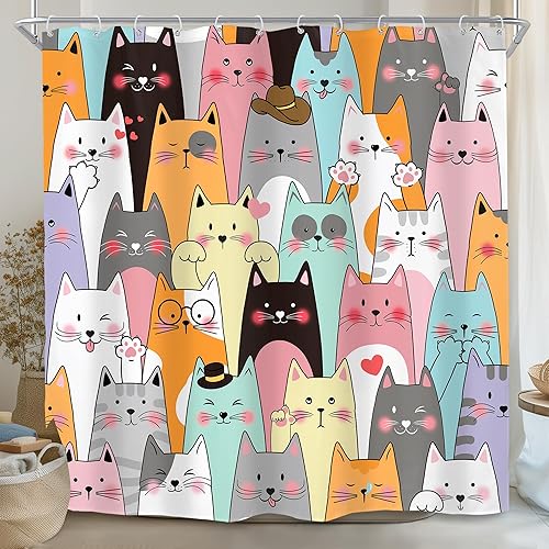 Miniatura 15 de SVBright Divertida cortina de ducha con diseño de perro, 72 pulgadas de ancho x 72 pulgadas de largo, diseño de dibujos animados en blanco y negro