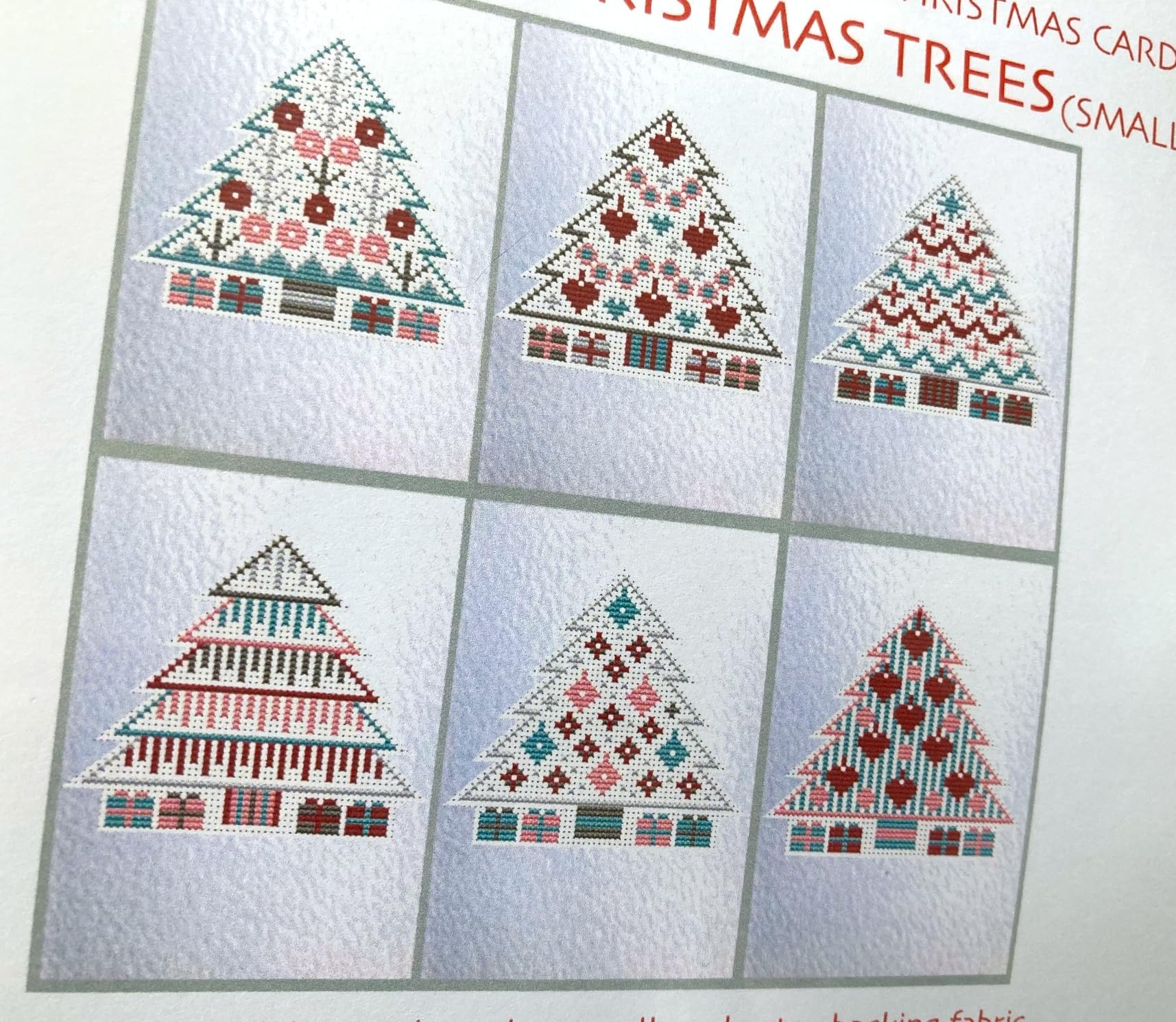 Riverdrift House Cross Stitch Card KIT Little Christmas Trees to Stitch and Make 6 Christmas Cards (A6)