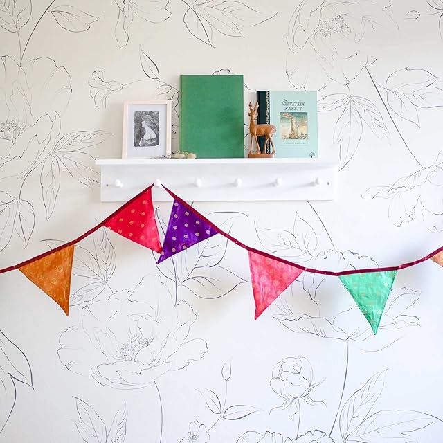 Fair Trade Recycled Sari Fabric Bunting | 2.45m | 10 Flags | Garland for Garden Wedding Birthday Indoor Outdoor Party Decoration Festival