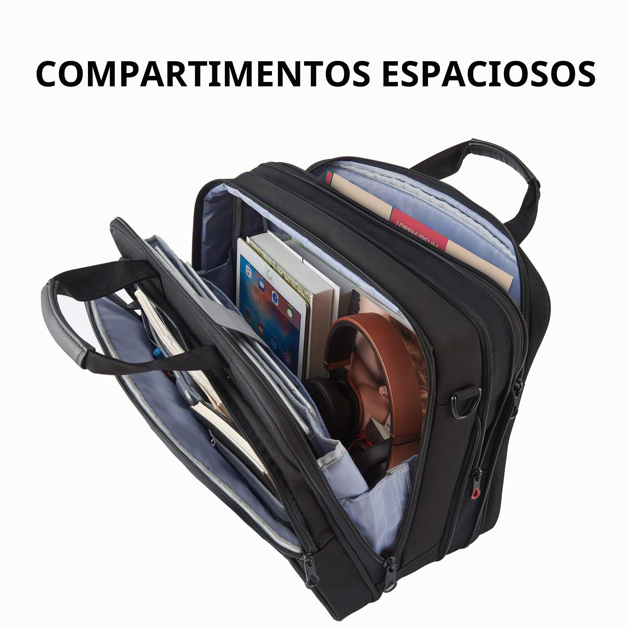 KROSER Bandolera para Portátil Maletín para Portátil Hidrófugo Peso Ligero Bolso de Mensajero para Portátil Bolsa de Ordenador para Viajes/Negocios/Escuela/Hombres/Mujeres