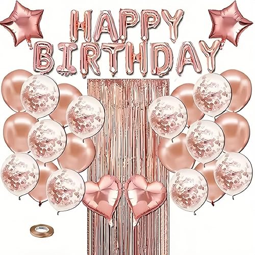 Juego de globos de cortina de lluvia con letras de feliz cumpleaños, fiesta de cumpleaños, baby show para adultos, globos de cumpleaños, suministros