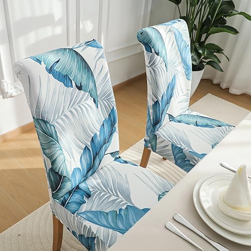 Miniatura 3 de Forcheer - Juego de 6 fundas elásticas para sillas de comedor con estampado elástico para sillas de comedor, lavable, extraíble para cocina, hotel,