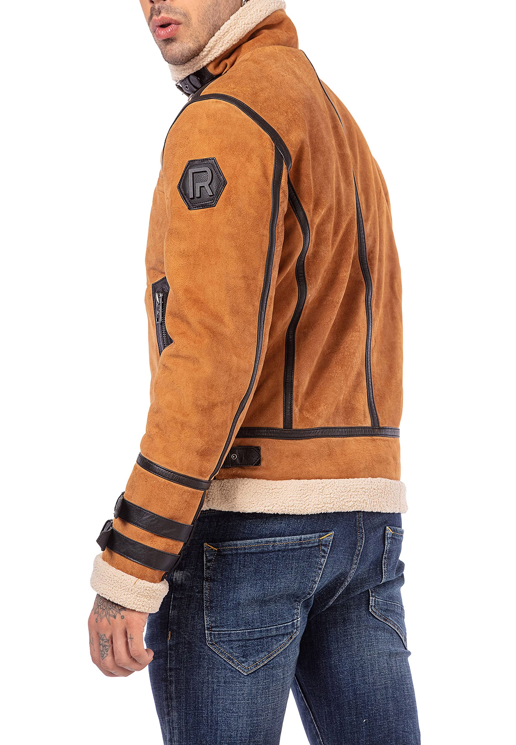 RED BRIDGE Chaqueta de cuero para hombre Forrada con pelo sintético