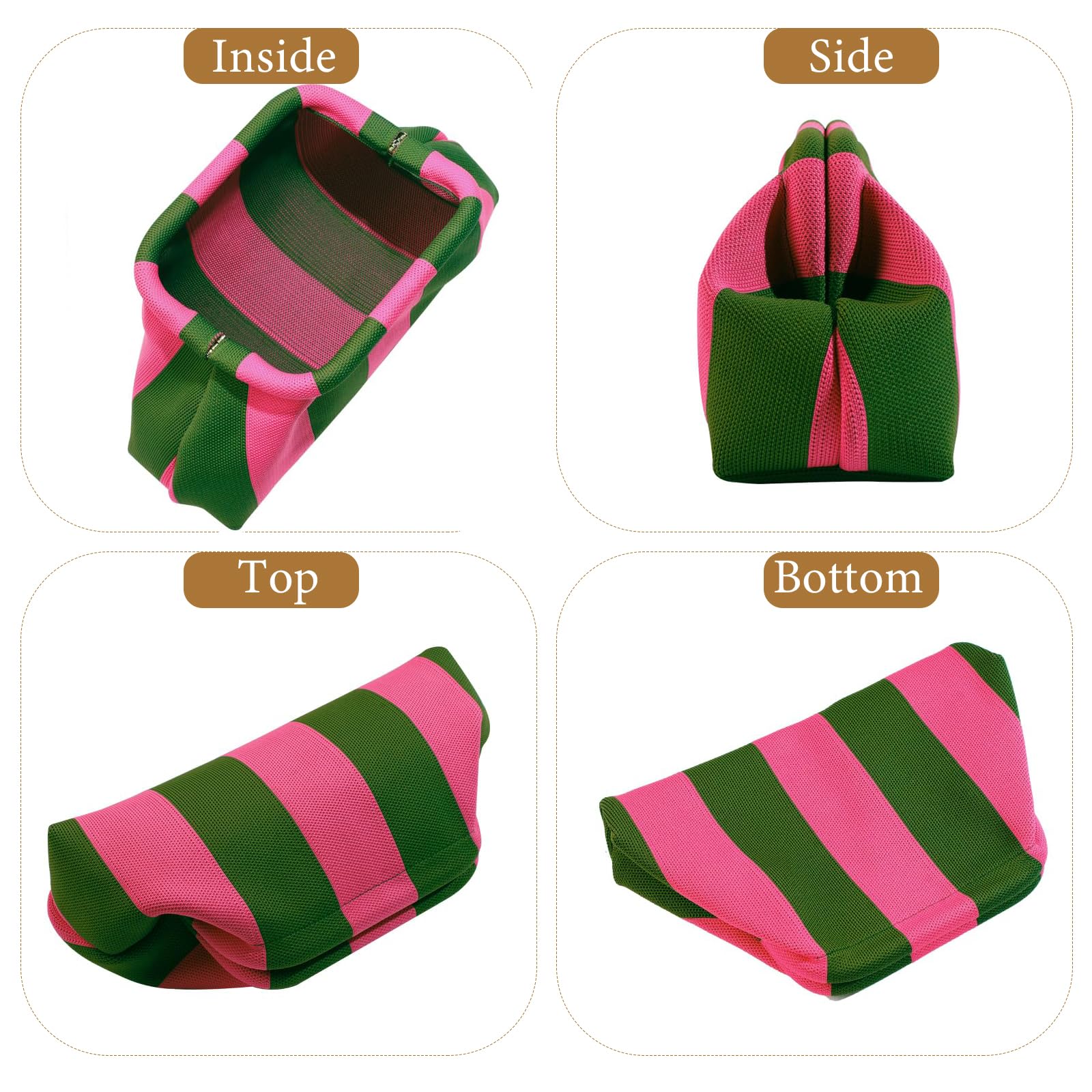 Sommer Strand Clutch Damen, Gestreift Clutch Handtasche Gewebte Dumpling Bag Clutche Geldbörsen Kosmetiktasche für Sommerstrände, Shopping, Reisen