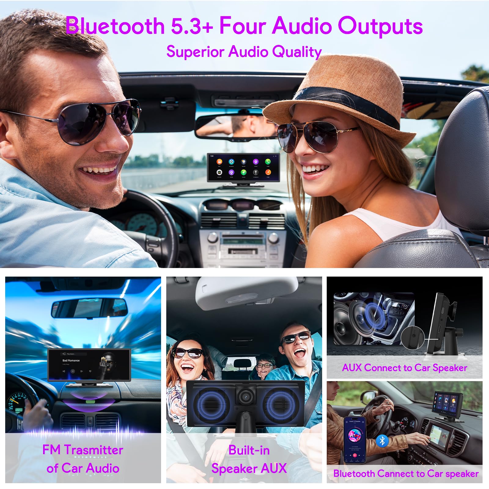 NUOTIAN Carplay Android Auto Wireless, 10.26" schermo per auto, Telecamera di Retromarcia 1080P, GPS, Ricevitori Audio per Auto, Mirror Link, Controllo Vocale, FM/Bluetooth, Con Scheda 64GB, 4K