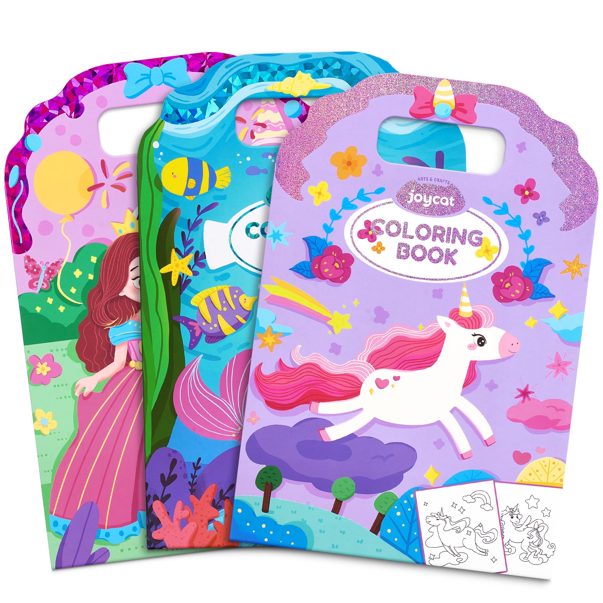 JoyCat Coloring Books for Kids Ages 4-8, 3 Pack, Princess, Mermaid &amp;Fantasy