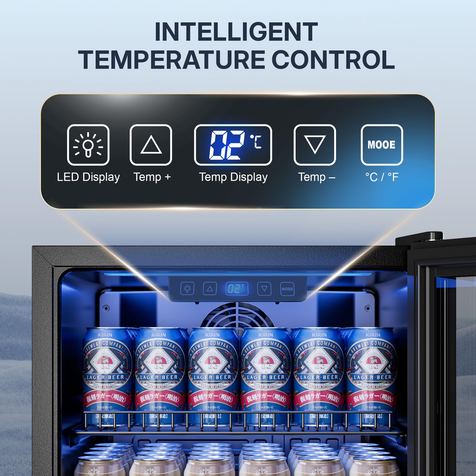TRIUMPHKEY Réfrigérateur à Boissons 90 L avec Porte Vitrée, Mini Frigo pour 128 Canettes