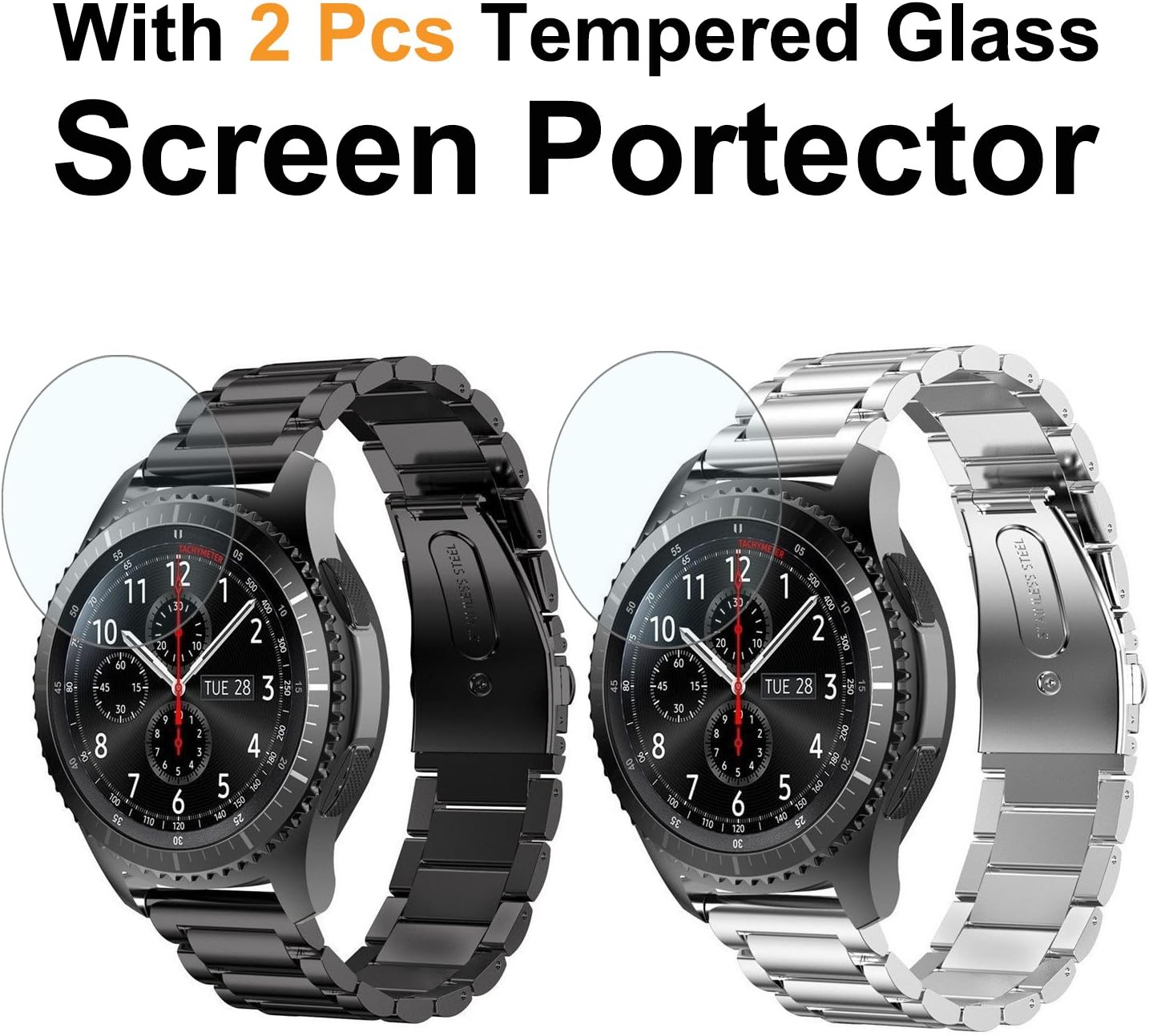 Flash Sale Valkit Compatible Gear S3 Frontier/Galaxy Watch 3 45mm Bands,22mm Stainless Steel Solid Wrist Band Metal Bracelet +Screen Protector for Gear S3 Frontier/Classic/Galaxy Watch 46mm, Sliver+Black Exclusive Valkit Compatible Gear S3 Frontier/Galaxy Watch 3 45mm Bands,22mm Stainless Steel Solid Wrist Band Metal Bracelet +Screen Protector for Gear S3 Frontier/Classic/Galaxy Watch 46mm, Sliver+Black