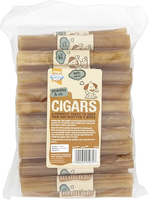 Good Boy - Rawhide Cigars - Dog Chews - Made From 100 Percent Natural Hide - Pack of 25 - Dog Treats Natural