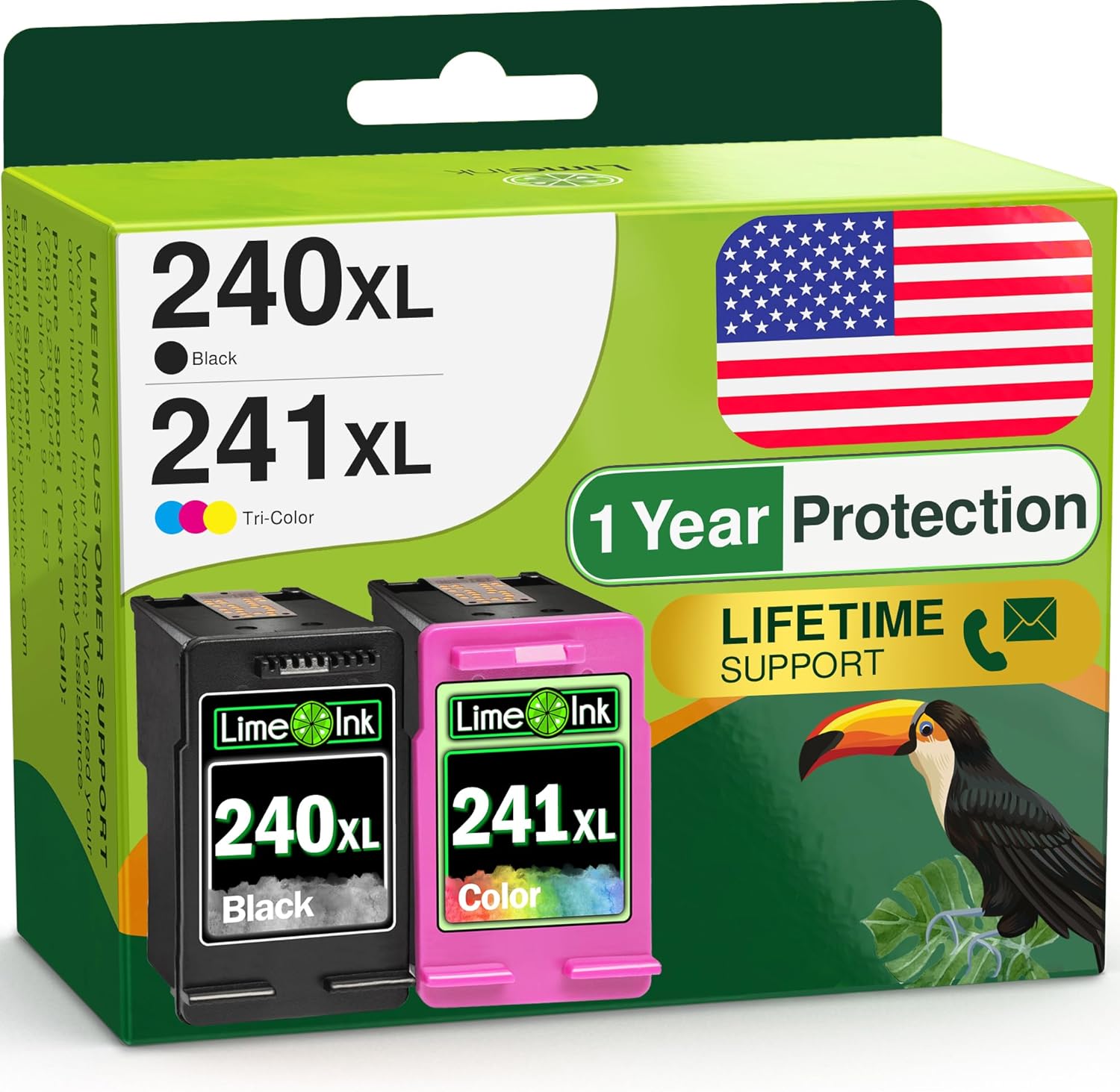 Limeink 2 Remanufactured Ink Cartridges for Canon 240XL/241XL Combo Pack - Black Ink for Canon MG3600/MG3620 Printer