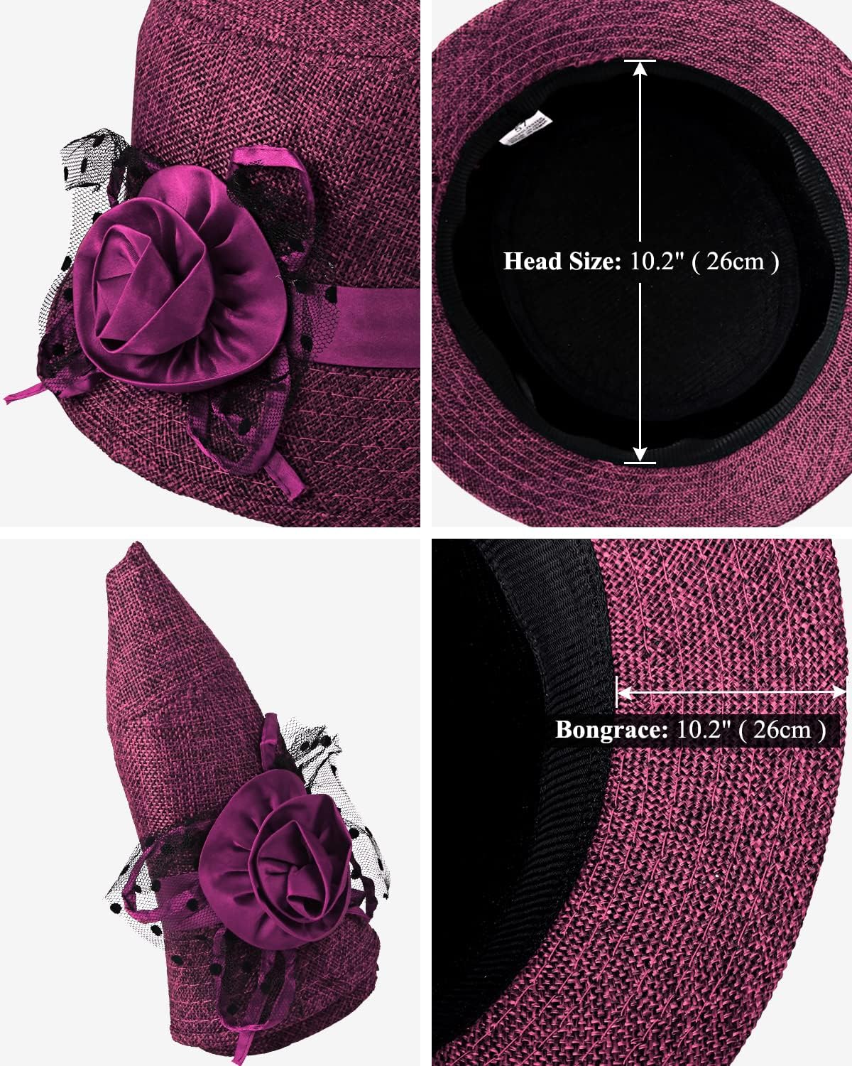 CROWN GUIDE 1920s Gatsby Church Cloche Derby Hats for Women Ladies Bow Bucket Wedding Bowler Hats Tea Party - Image 7