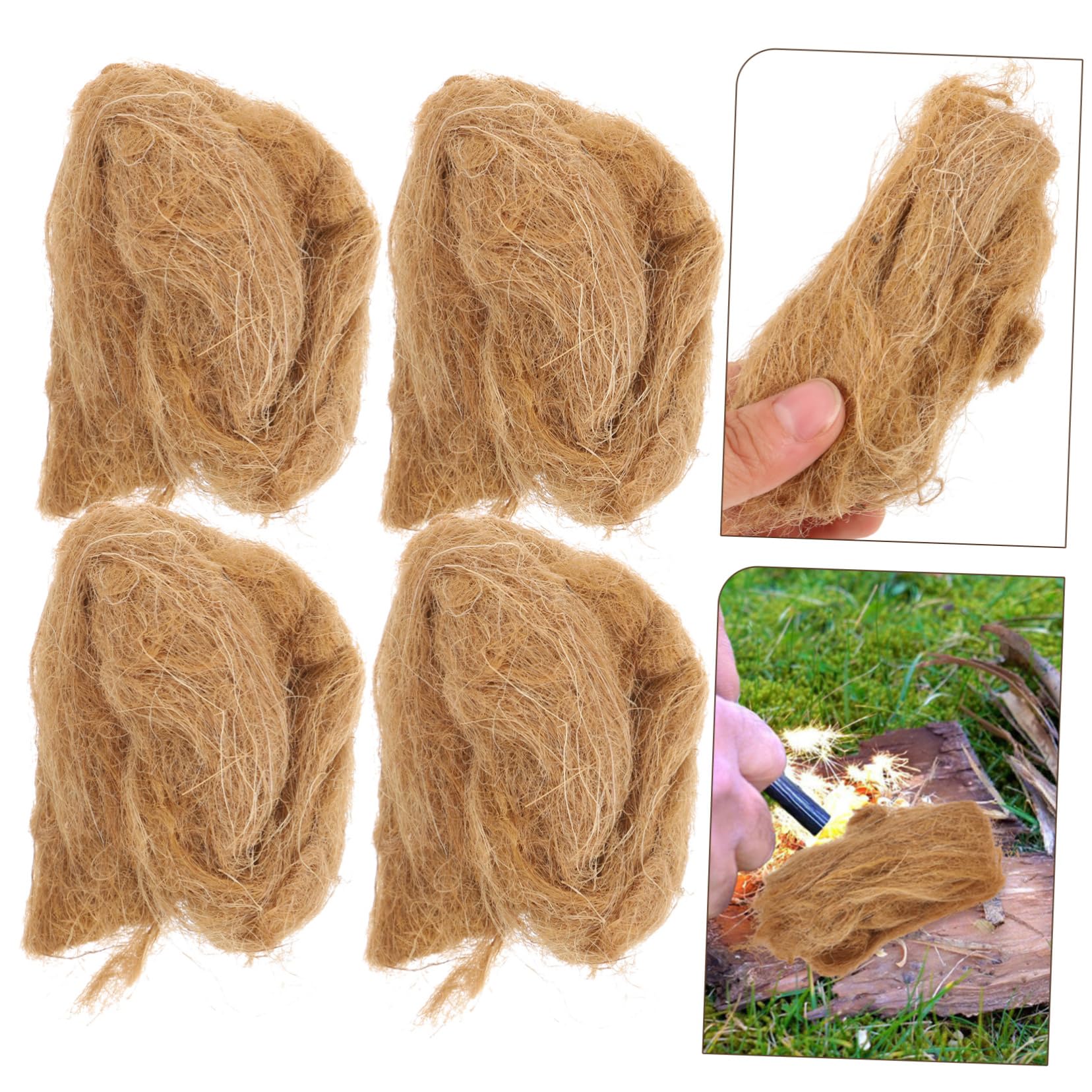UPKOCH 5 Ensembles Allume Naturel Jute pour Camping Accessoire De Survie Extérieur Outils Pratiques pour Plein Air 4 Pièces * 5