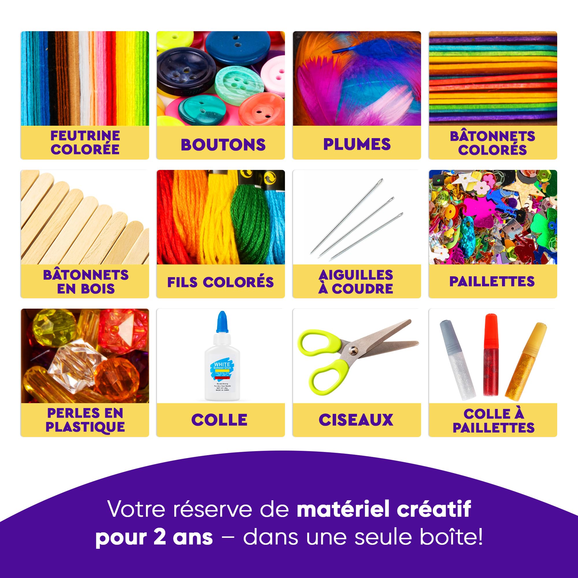 Blue Squid Boite Activités Manuelles pour Enfants - Maxi Coffret 3000 Pcs ge 4-12 ans, Kit Loisir Creatif Enfant, Kit Bricolage Enfants, Activité Manuelle Enfant