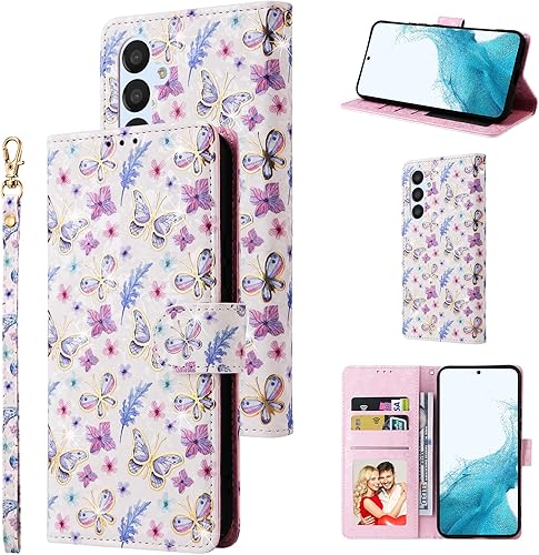 Miniatura 19 de UEEBAI Funda tipo billetera para Samsung Galaxy A16 4G/5G, cubierta de cuero PU con soporte, bloqueo RFID, funda flip con ranuras para tarjetas,