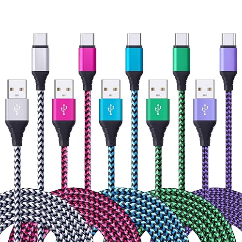 FiveBox Paquete de 5 cables USB tipo C de 6 pies, cable de carga rápida, compatible con Motorola Razr, Edge, Moto G10 G9 G8 G7 Power Plus Play, Edge