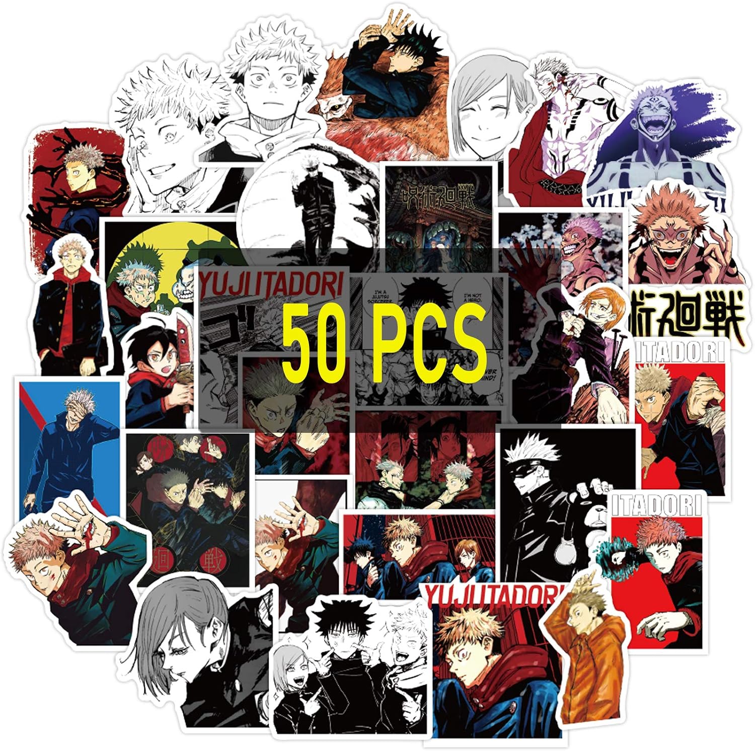 Jujutsu Kaisen Stickers 50 pcs Waterproof Jujutsu Stickers for Kids Teens Adults (50pcs Jujutsu Kaisen Sticker Pack)