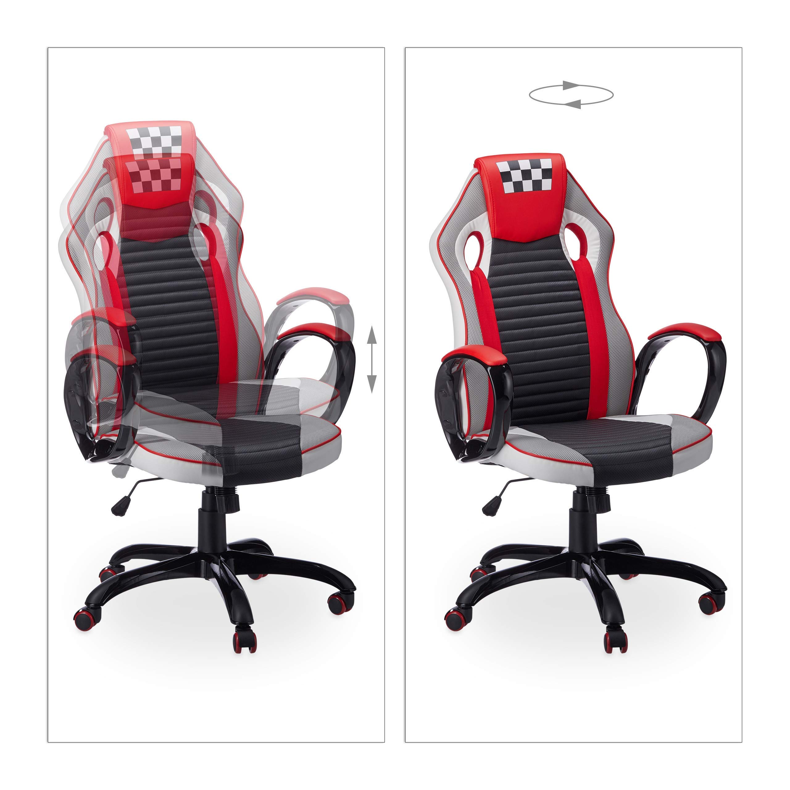 Buy Relaxdays Race Car Gaming Chair, Professional Desk Chair, HeightAdjustable, Ergonomic