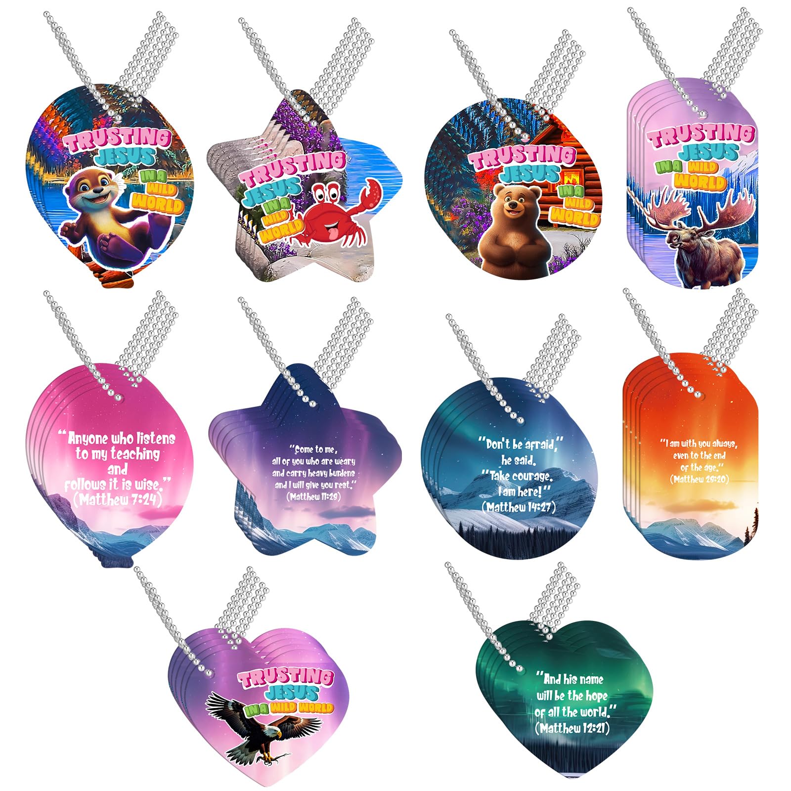 Otoolling 150 Pcs VBS 2025 True North Tag VBS Decorations Kit Trust Jesus in a Wild World Include 125 Tags and 25 Chains 24