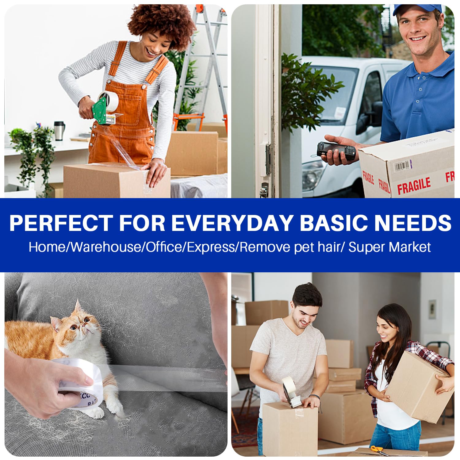 Clear Packing Tape, 24 Rolls Heavy Duty Packaging Tape with Dispensers for Packing Shipping Moving and Sealing, Thicker Packing Tape-2" x 65 Yards Per Roll, 1560 Total Yards - Image 7