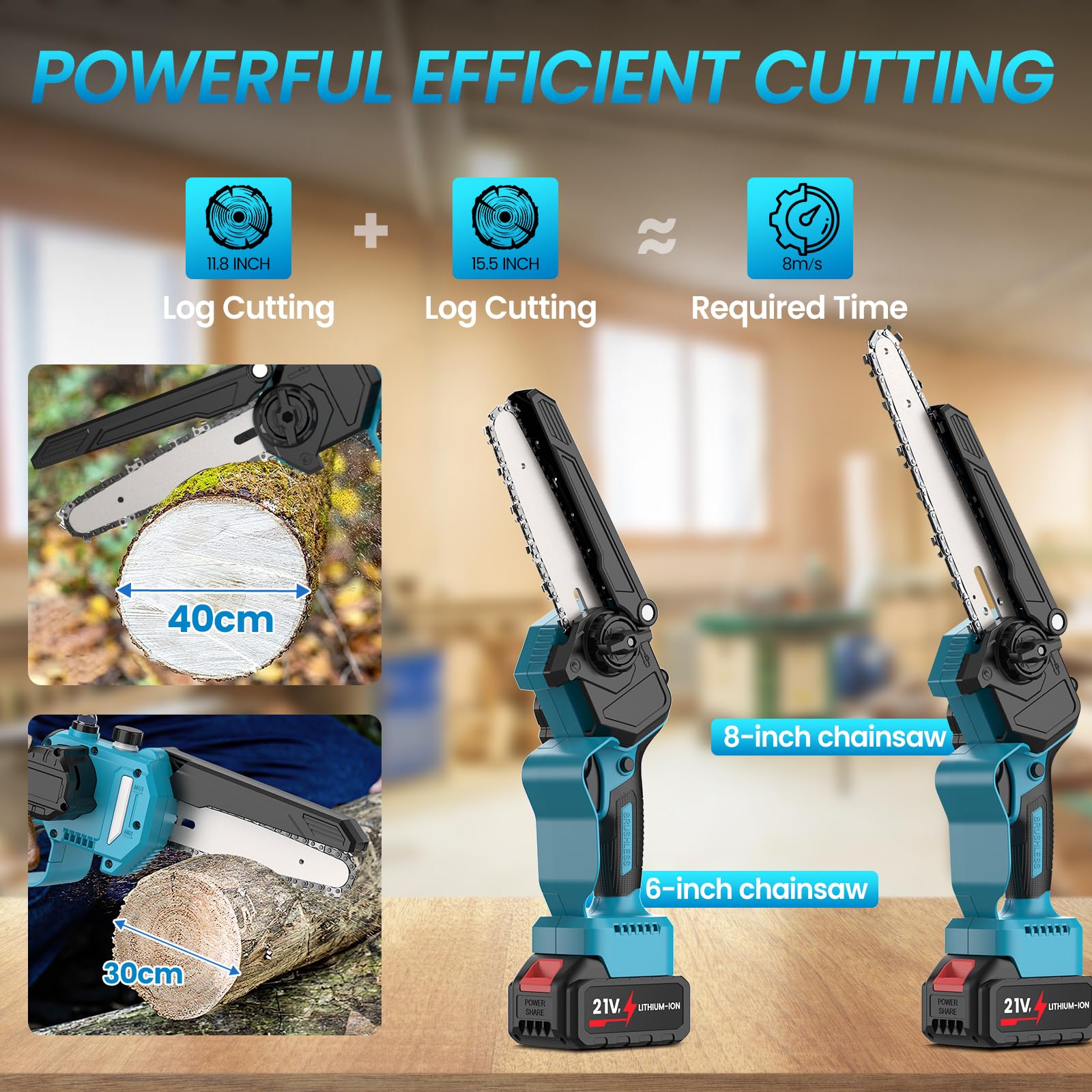 Podadora inalámbrica para Makita batería de 18 V, 6/8 pulgadas, sin escobillas, barra telescópica de 2 m, cabezal de motor inclinable 180°, velocidad de corte de 8 m/s (sin batería) (motosierra)