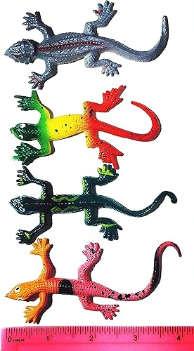 Miniatura 4 de UpBrands Juguetes de lagartos elásticos pintados de 3 pulgadas, 4 modelos, kit para regalos de fiesta de cumpleaños para niños, bolsas de golosinas,