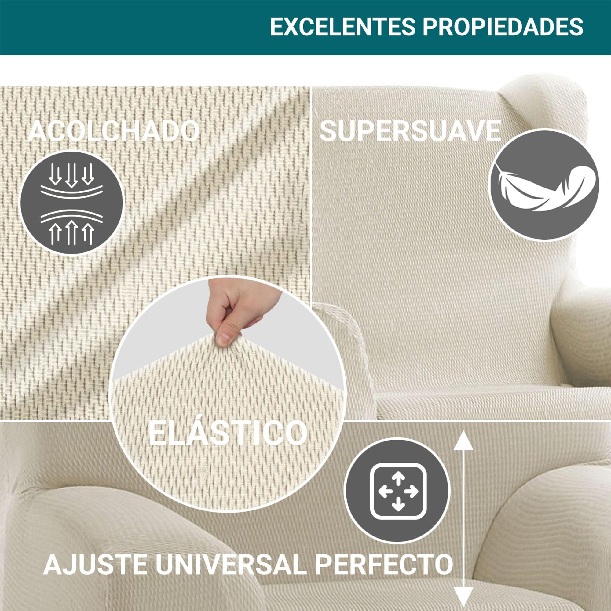 ECOMMERC3 Elastischer und extra weicher Bezug für Relaxsessel, elfenbeinfarben, verstellbar, 100% Made in Spain, Elfenbein