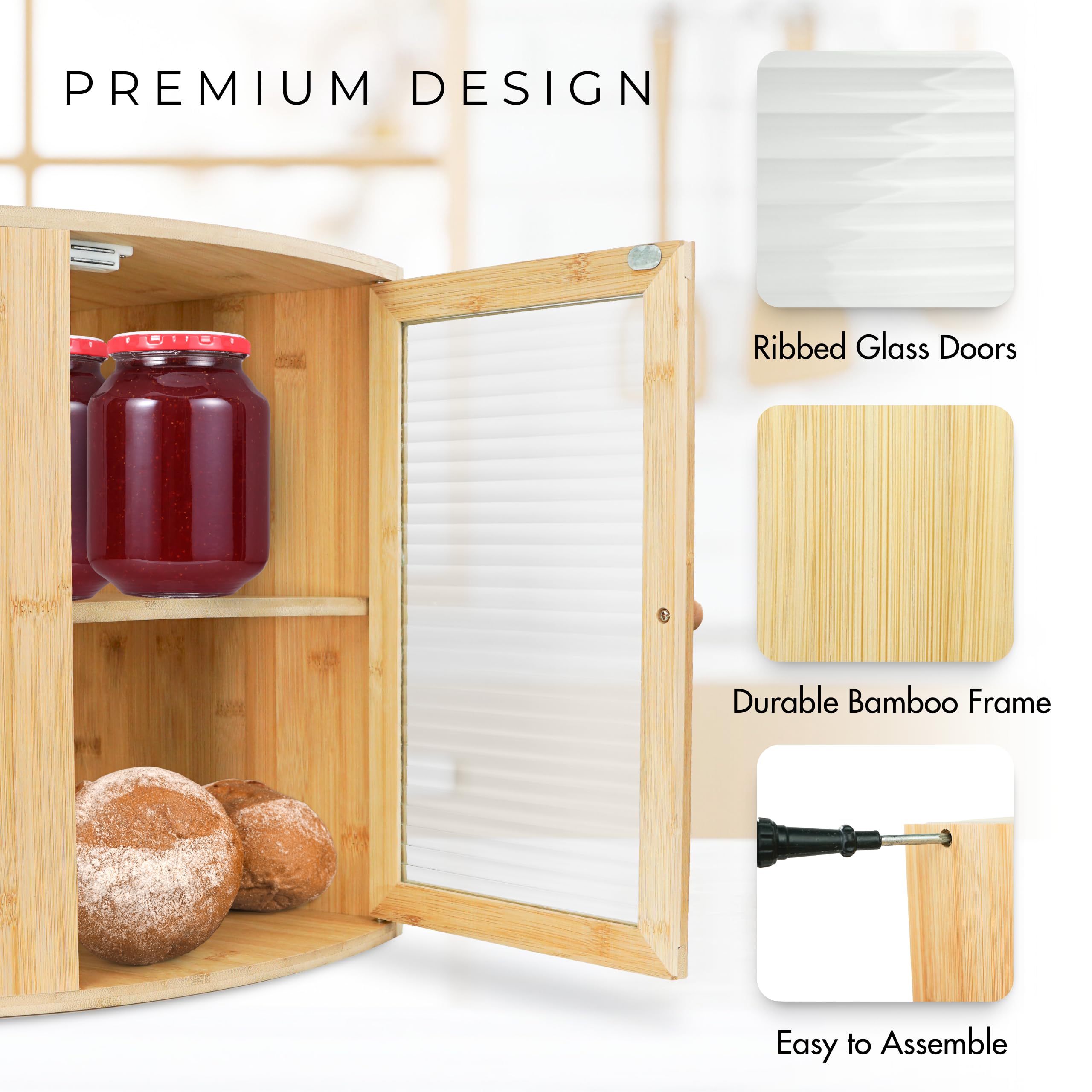 HOMEKOKO Boîte à Pain D'angle En Bambou Double Couche Pour Comptoir De Cuisine, Grande Capacité En Bambou (bambou Naturel