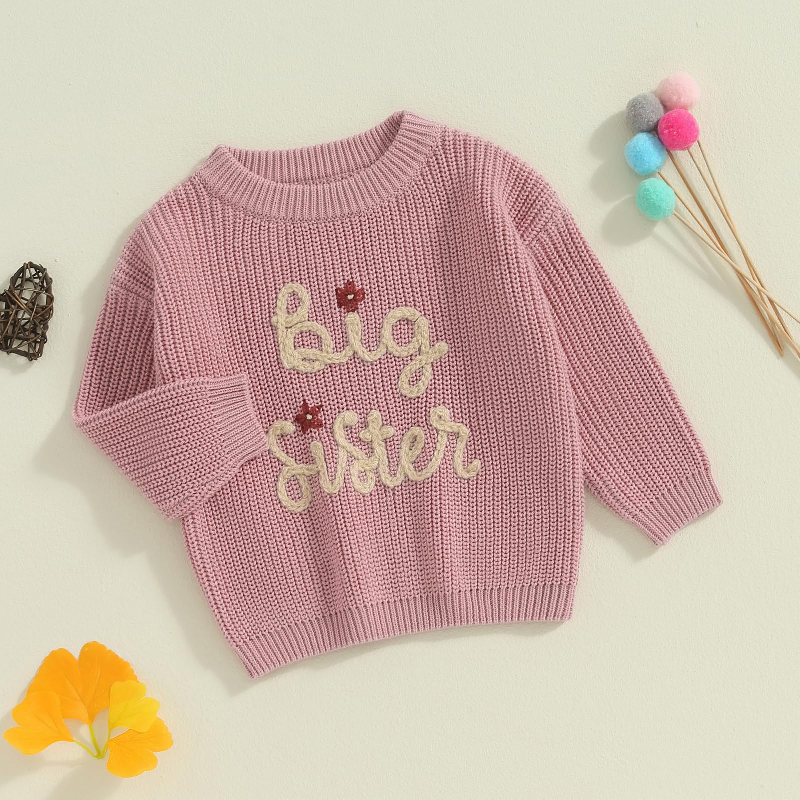 Yassiglia Big Sister Little Sister Abiti Abbinati Bambino Ragazze Autunno Inverno Maglione Carino Maglione Maglia Lettera Ricamo Pullover Top Maglieria