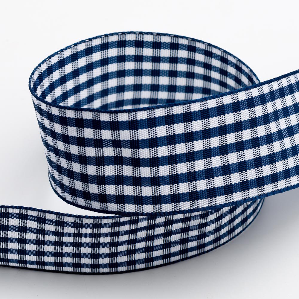 Italian Options Navy Gingham Ribbon 9mm x 10 Metres