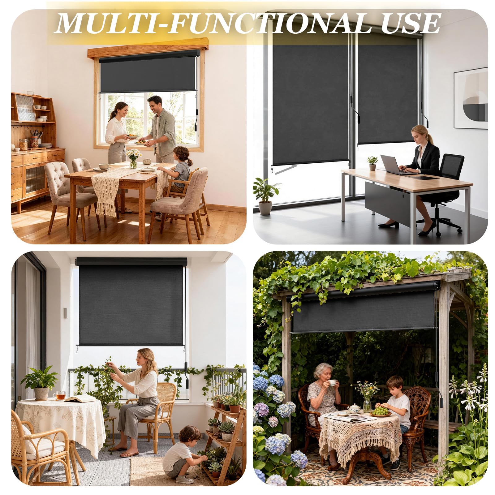 Verdego Toldo vertical exterior 160 x 250 cm, estor de protección solar exterior con manivela, protección visual, protección contra el viento, caja de toldo de aluminio, toldo vertical para balcón