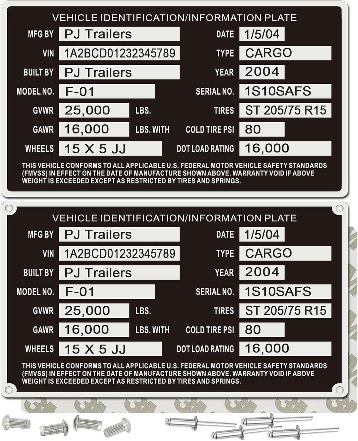 3-6 Days Fastest Delivery – Vin Number Plates for Trailers, Custom VIN Plate Replacement, Trailer ID Plate, Vin Tags, Serial Number Plate, Vehicle Identification Info Plate for Car Boat Truck Bus Dump