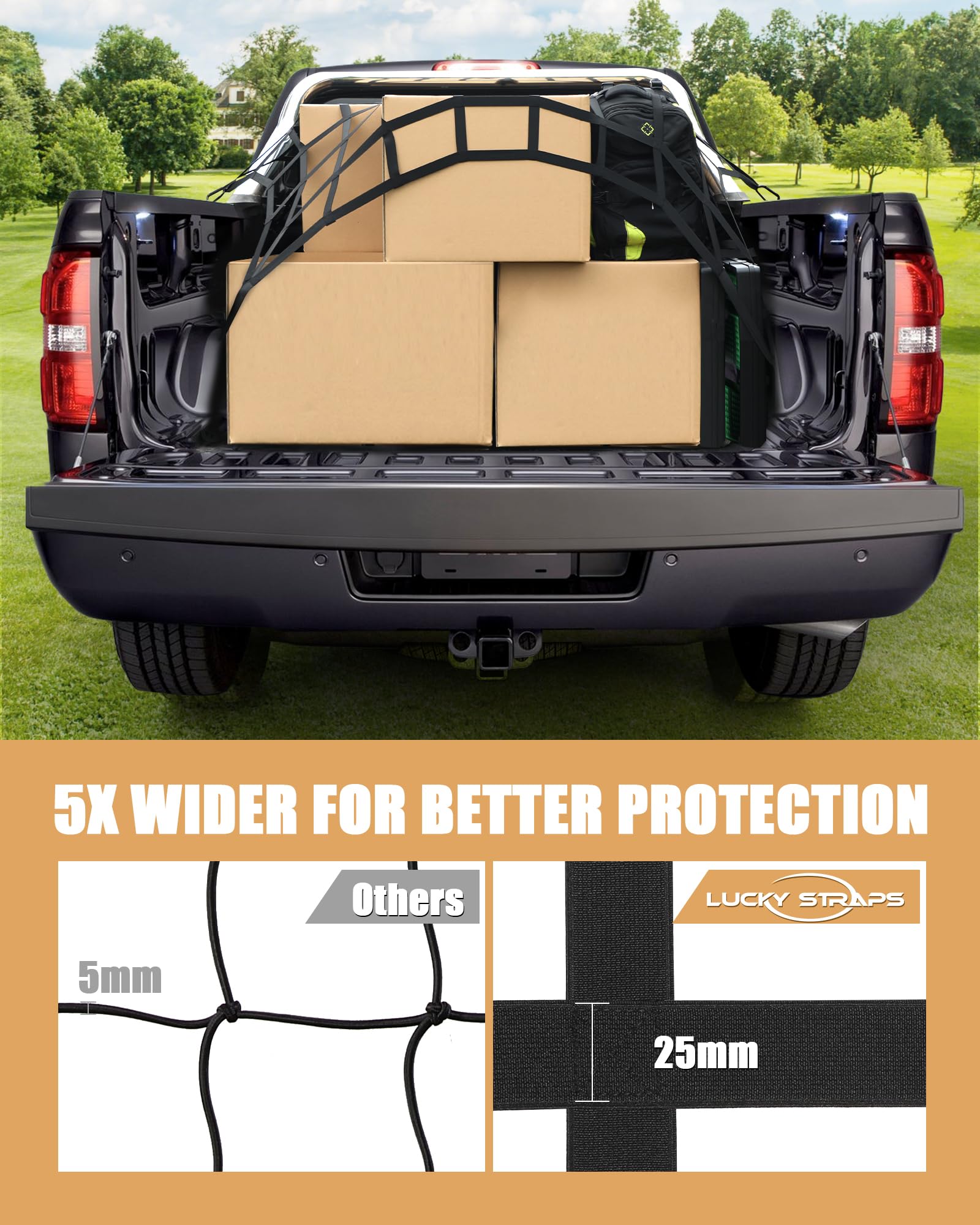 Rete da carico pieghevole 2 in 1 per pickup, 90 x 100 cm (dimensioni originali), 4 x 10 cm (dimensioni piegate), organizer per bagagliaio in rete altamente elastica con resistenza ai raggi