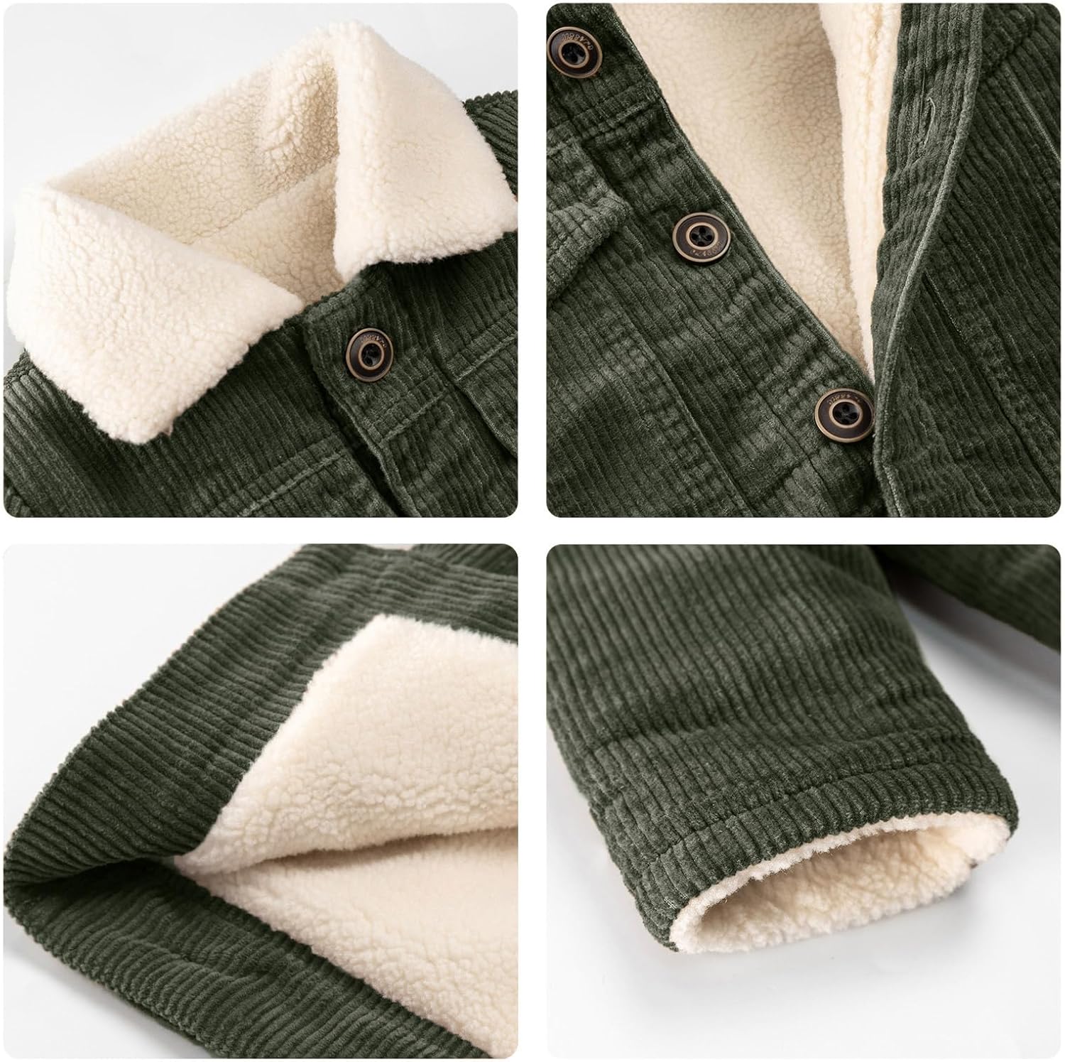 Volunboy Baby Boy Corduroy Jacket Toddler Fleece Winter Coat Kid Sherpa Lined Button Down Warm Outwear - Image 5