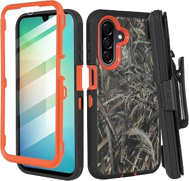 Compatible for Samsung Galaxy A26 5G, Built in Screen Protector, Belt Clip Holster Heavy Duty Defender Case Dustproof Shockproof Protection Camo