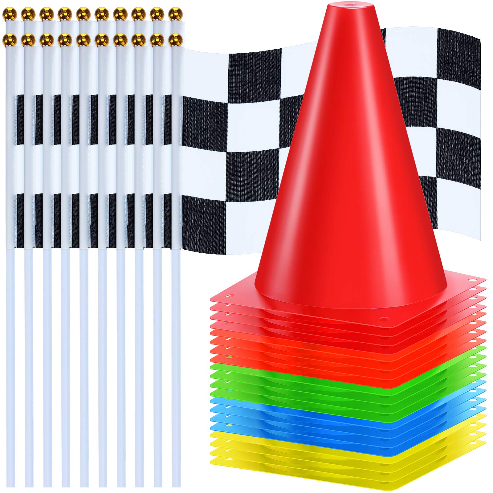 Buy 40 Pieces Sports Training Plastic Traffic Cones with Chequered s, 7