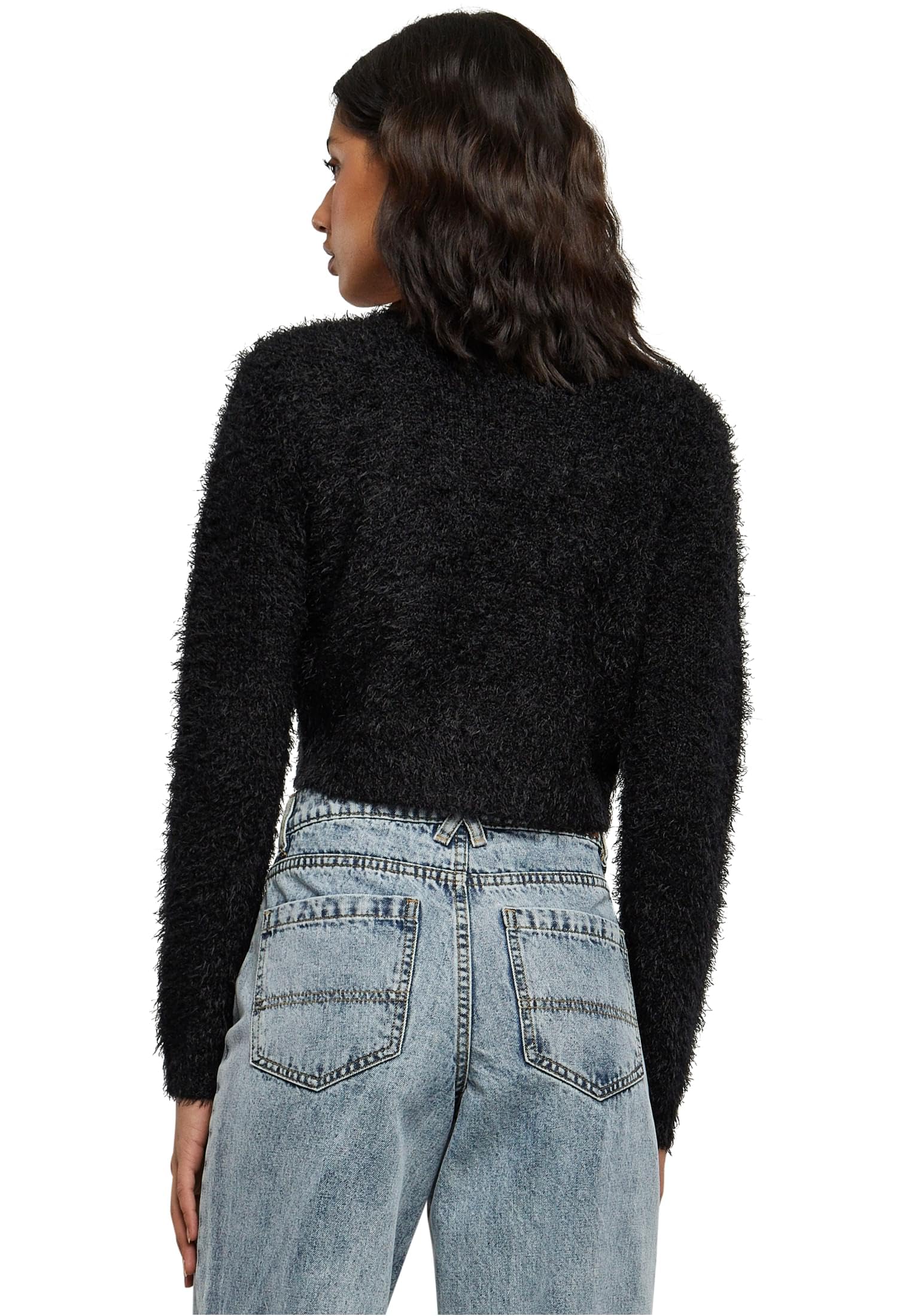 Urban Classics Damen Ladies Tied Cropped Feather Cardigan