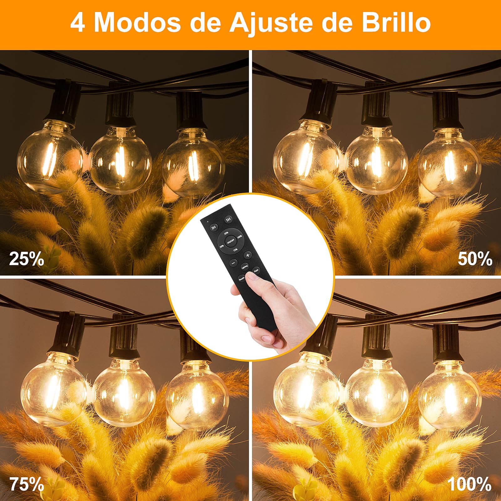 Guirnaldas Luces Exterior Jardín - 30M LED Cadena de luz G40 Bombillas, IP44 Impermeable Dimmable Guirnalda iluminacion de exteriors lampadas terraza Patio Pergolas