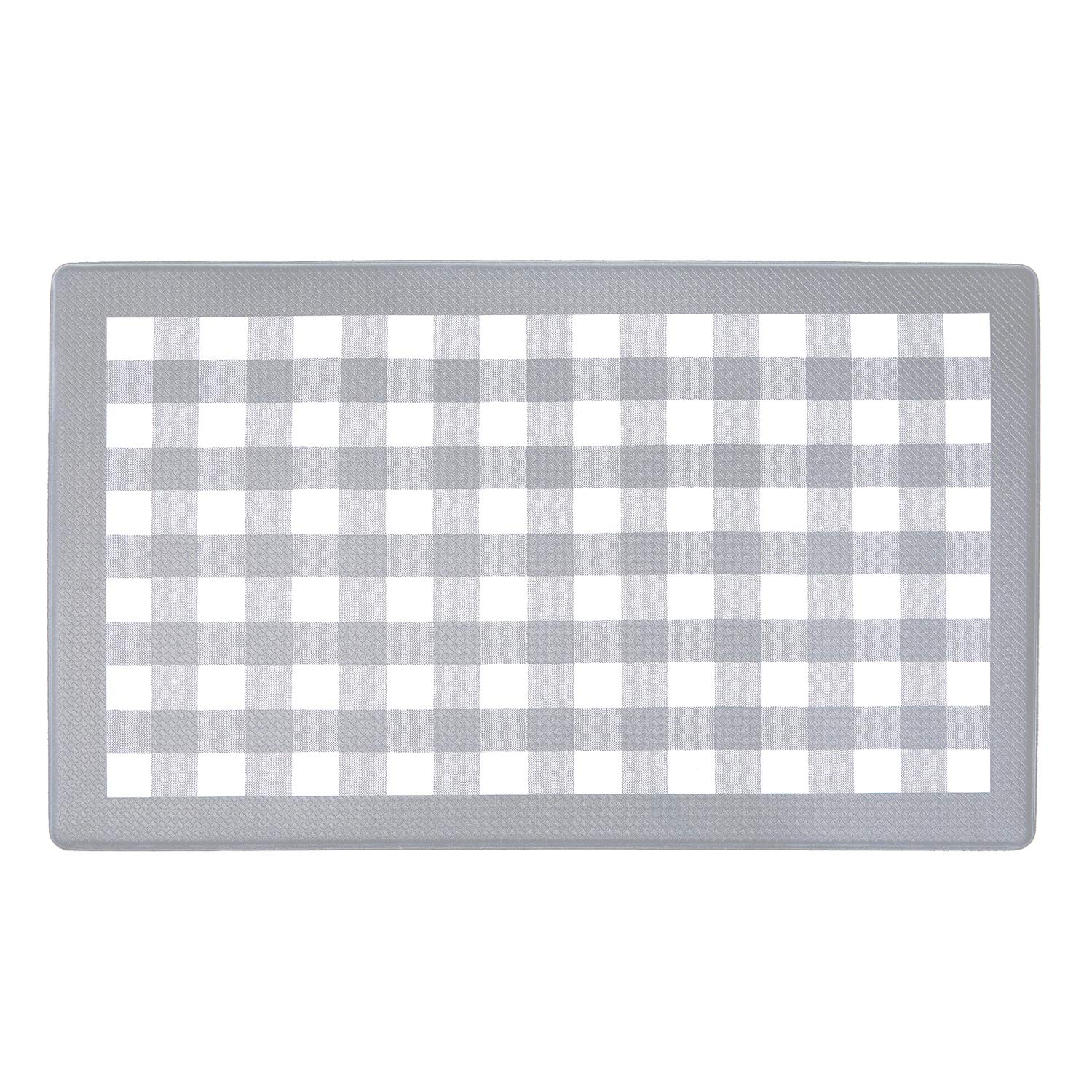 Anti-Fatigue Floor Comfort Mat - 18 x 30 Inch (Buffalo Check Grey) - Waterproof Non-Slip Rug - Easy to Clean Cushioned Mat for Kitchen, Bathroom,