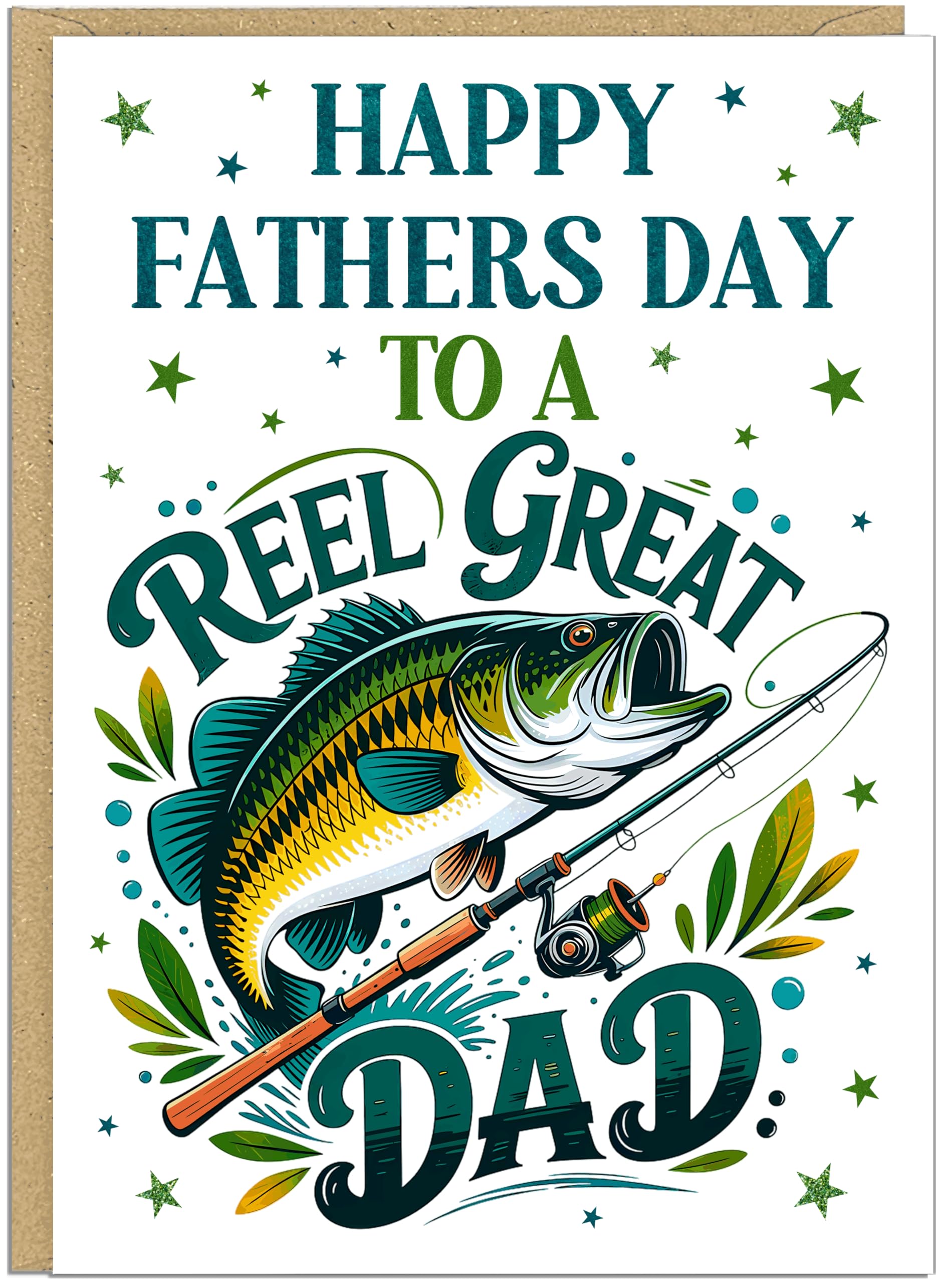 Happy Fathers Day Fishing Card - Own Personalised Message Inside - Fishing Cards For Dad Grandad Husband - 5 River Fish Lake Angler Themed Designs For Him (Design 3)